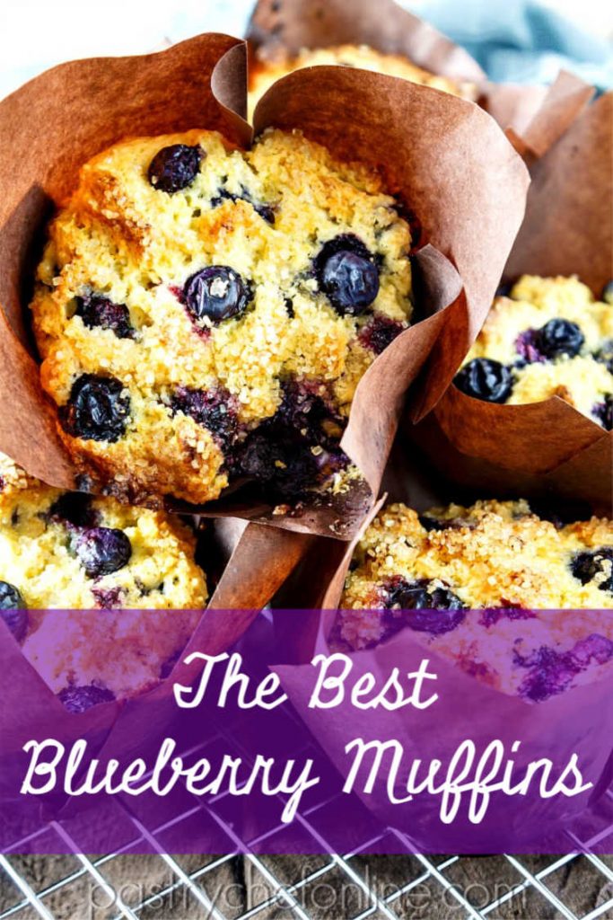 pin image for blueberry muffins recipe text reads "the best blueberry muffins"