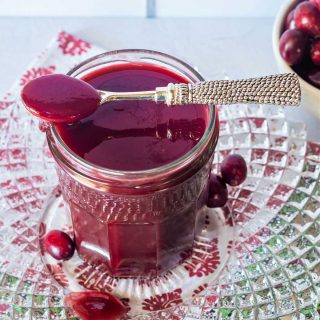cranberry ketchup on a spoon