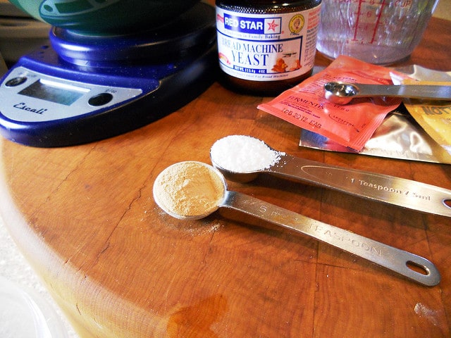 A teaspoon each of dry malt powder and salt.