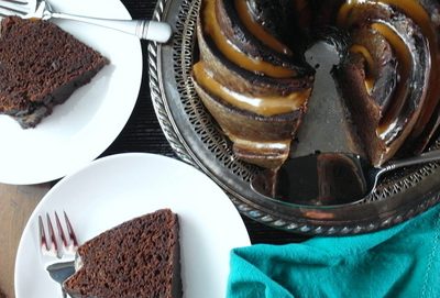 Double Chocolate Stout Cake with Vanilla Porter Toffee for Beer Month