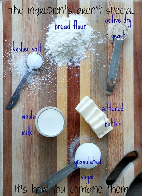 overhead shot of ingredients for tangzhong