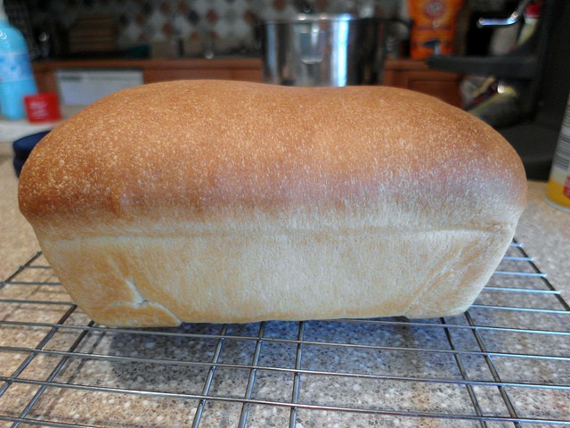 tangzhong loaf on cooling rack