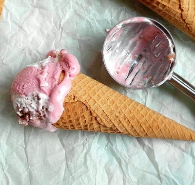Strawberry Cheesecake Ice Cream with Graham Cracker Crumble