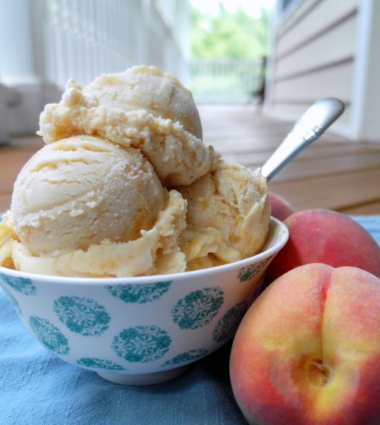 Browned Butter Peach Buttermilk Ice Cream