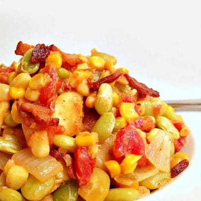 Spicy Succotash with Bacon and Fava Beans for Progressive Eats