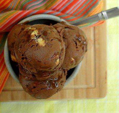 Vegan Mexican Chocolate Ice Cream with Dulce de Leche Swirl for Ice Cream Tuesday