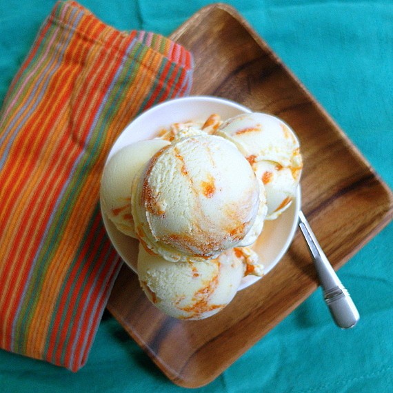 Creamsicle Ice Cream with Sweet CarrotGinger Puree