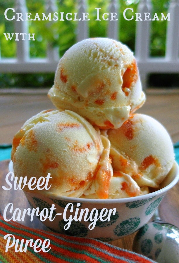Creamsicle Ice Cream with Sweet CarrotGinger Puree