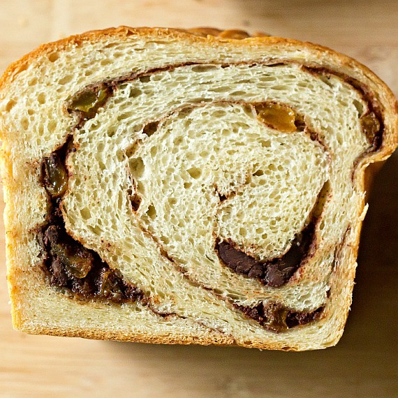 image illustrating why cinnamon bread separates showing a slice of bread swirled with raisins