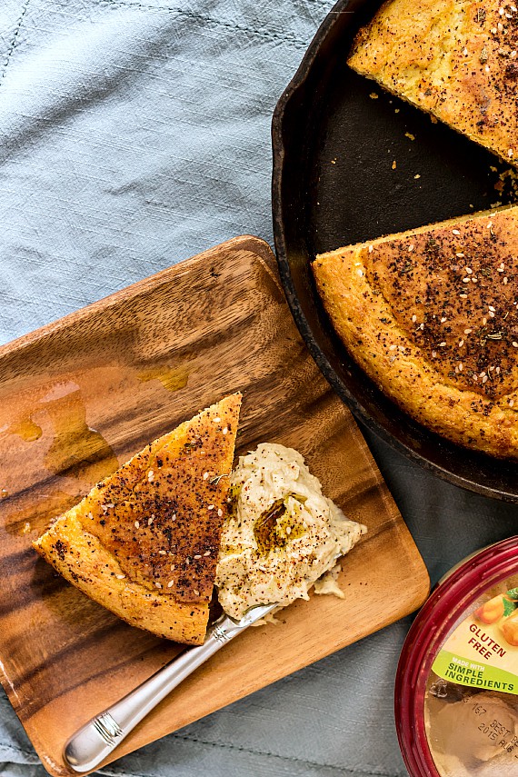 Southern Cornbread with Hummus and Za'atar | pastrychefonline.com