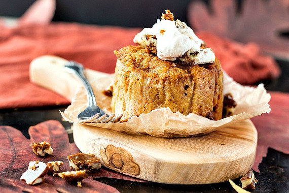 Pumpkin Butterscotch Angel Food Pudding with Butterscotch Pecans. More delicate than bread pudding but bursting with fall flavor. | pastrychefonline.com