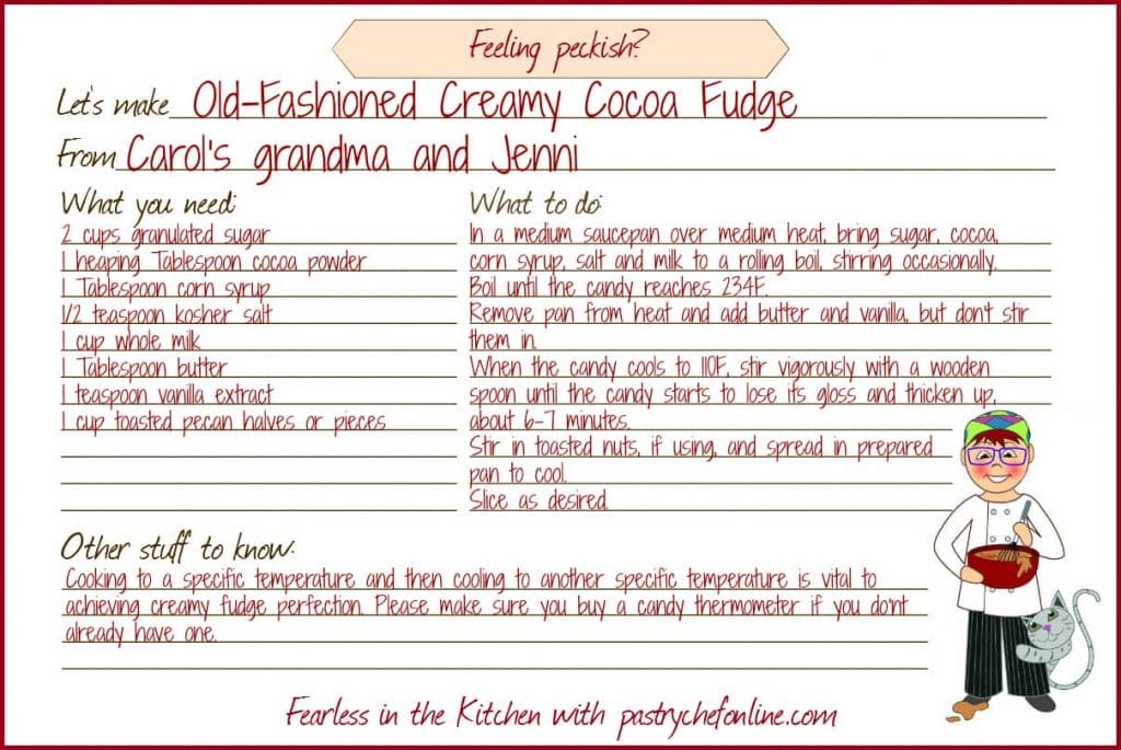 Creamy Cocoa Fudge Recipe card.