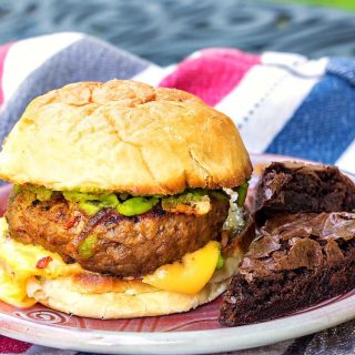 meatloaf burger with cheese and green pea aioli