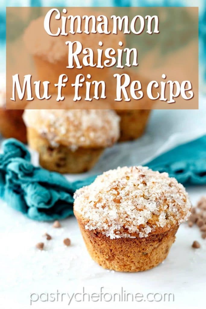 cinnamon raisin muffins text reads "cinnamon raisin muffin recipe"