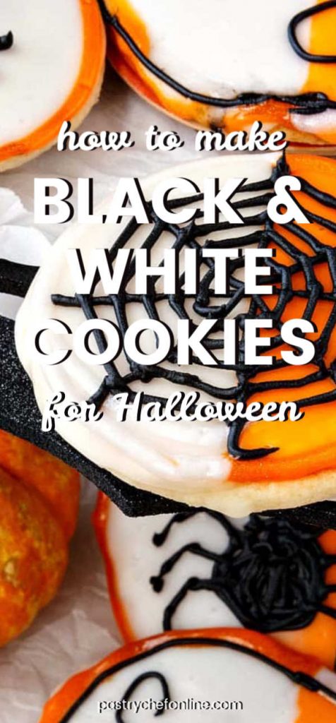 black and white cookies for halloween pin image