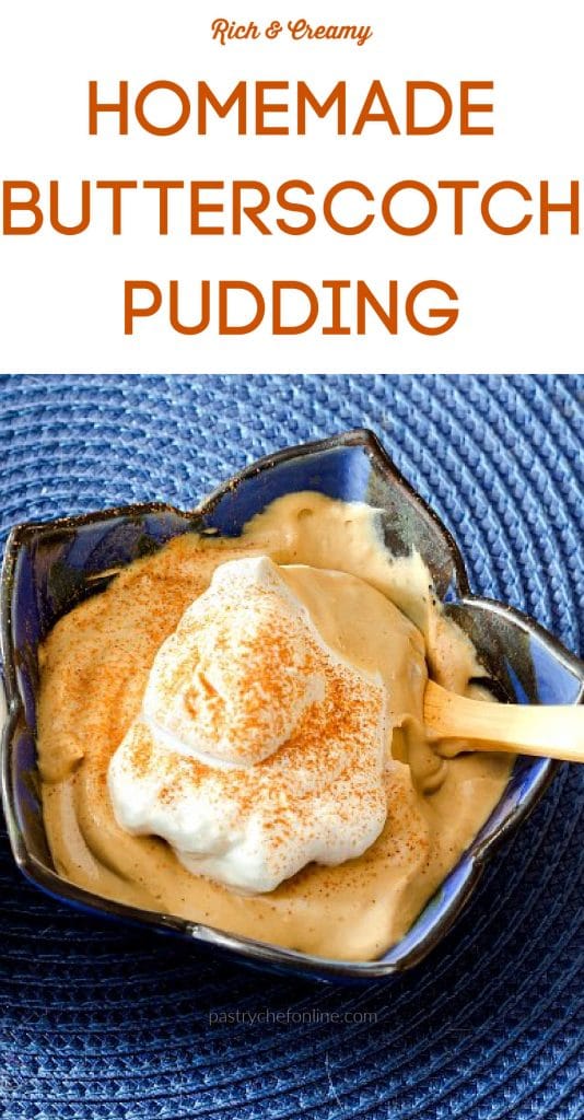 1 bowl of pudding text reads "rich and creamy homemade butterscotch pudding"