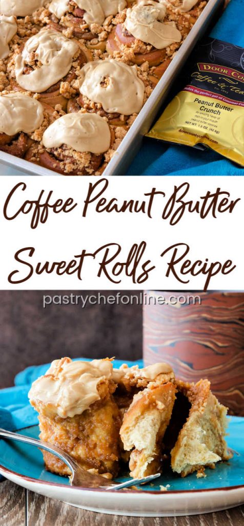 pinterest image for coffee peanut butter sweet rolls