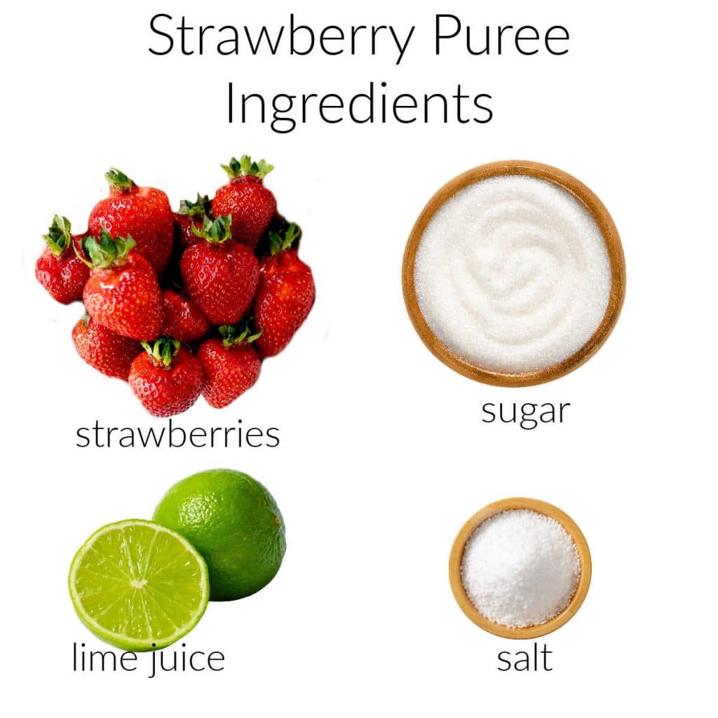 Ingredient collage for strawberry puree.