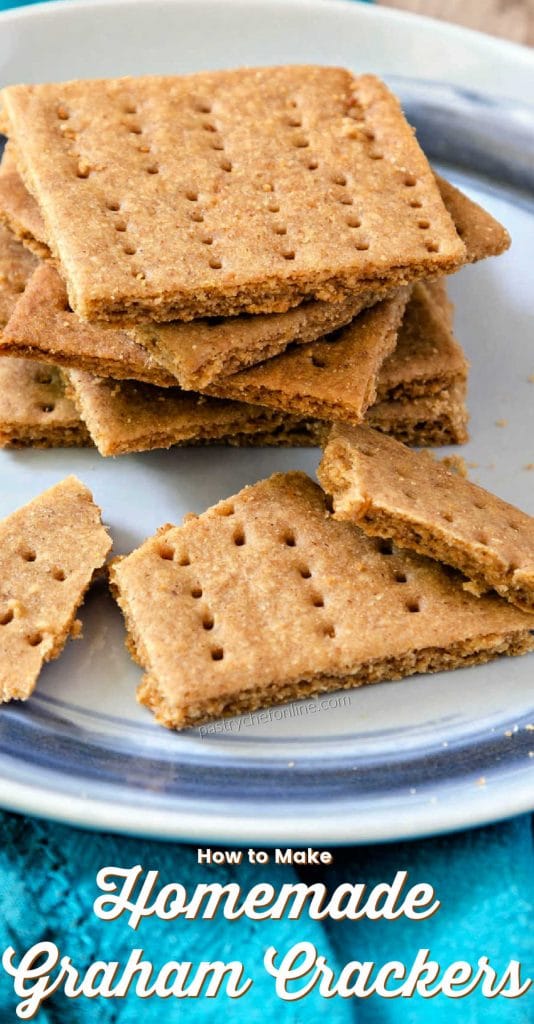 homemade grahams on a plate text reads "how to make homemade Graham crackers"
