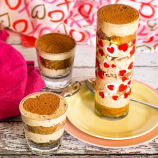 Eggless tiramisu made in glasses.