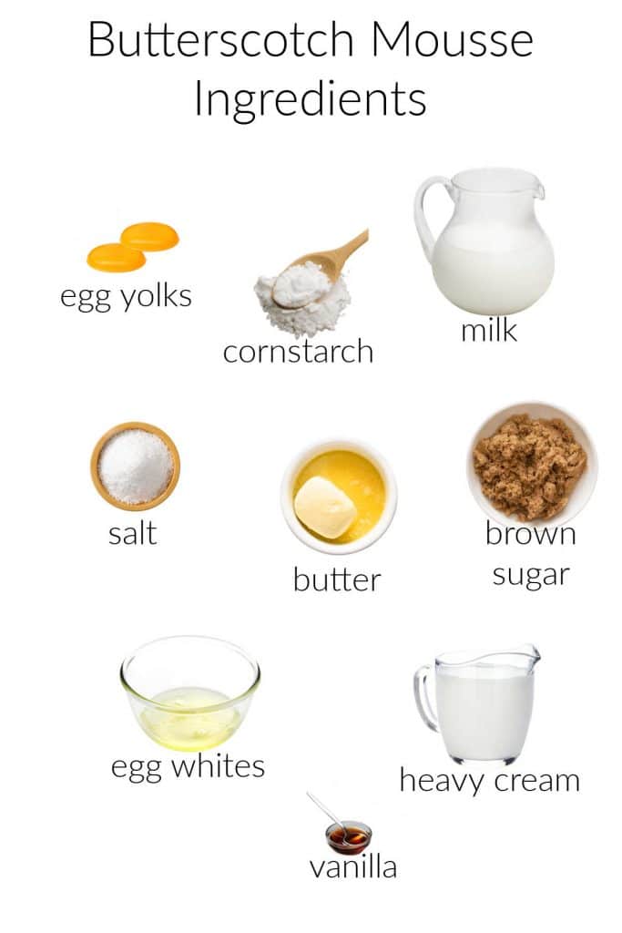 Ingjredients for making butterscotch mousse