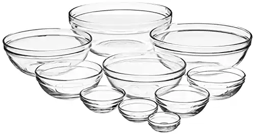 Anchor Hocking Glass Mixing Bowls, Mixed, Set of 10