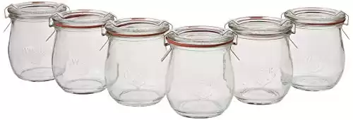 Weck Mini Jelly Jar with Glass Lids, 6 Rings and 12 Clamps, 6 Count
